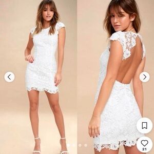 Lulu's White Floral Lace Midi Dress